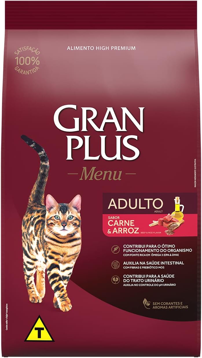 Ração para Gatos Adultos Gran Plus Carne e Arroz 2.5Kg