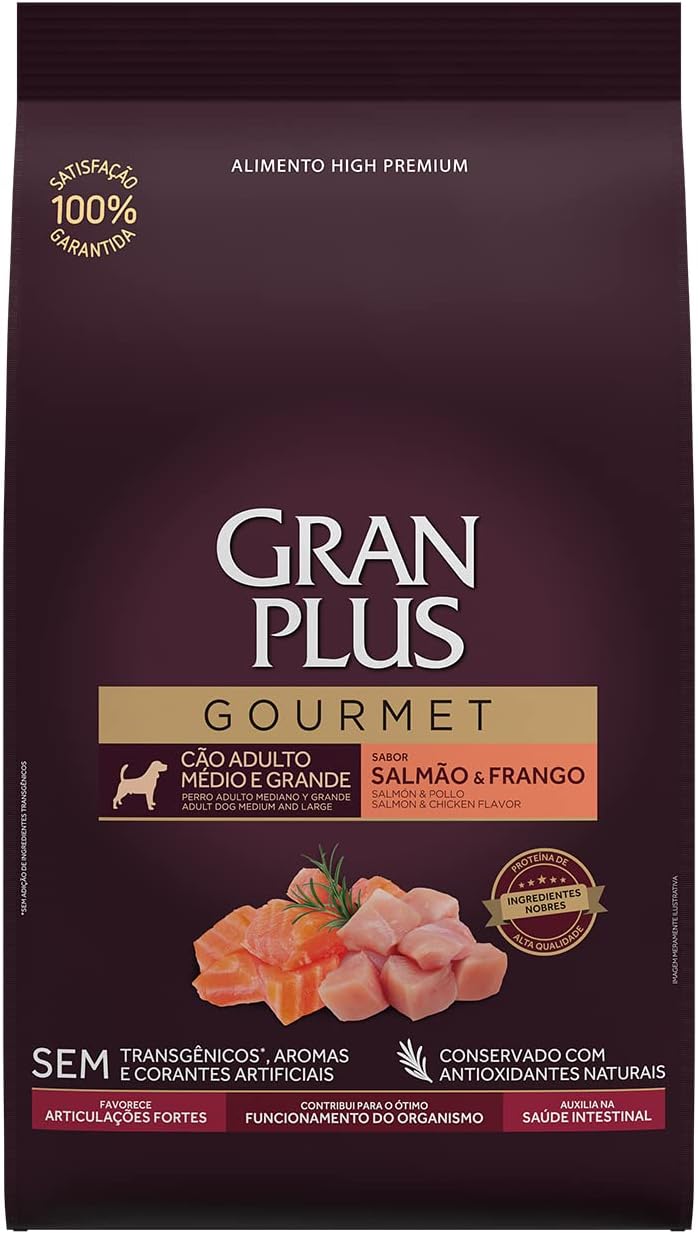 Granplus Ração Granplus Gourmet Para Cães Adultos De Porte Medio E Grande Sabor Salmao E Frango Affinity 10 1Kg