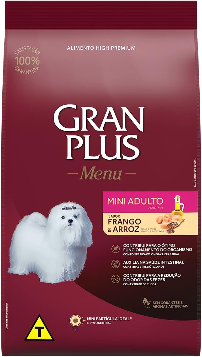 Granplus Ração Para Cães Adultos Mini Gran Plus Menu Frango E Arroz 3Kg