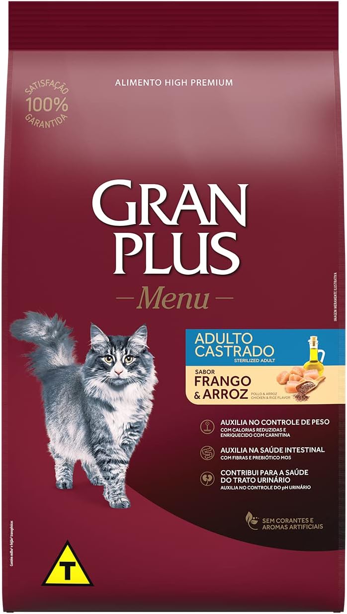Granplus Ração Para Gatos Castrados Gran Plus Frango E Arroz 10 1Kg