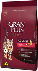 Ração para Gatos Adultos Gran Plus Carne e Arroz 2.5Kg