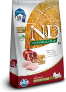 N&D Ancestral para Cães Idosos de Raças Mini e Pequenas Sabor Frango, Romã, Aveia e Cevada 2,5Kg