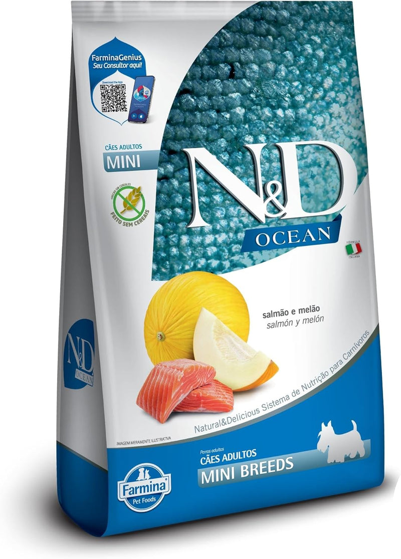 N&D Ocean para Cães Adultos de Raças Mini e Pequenas Sabor Salmão e Melão 2,5